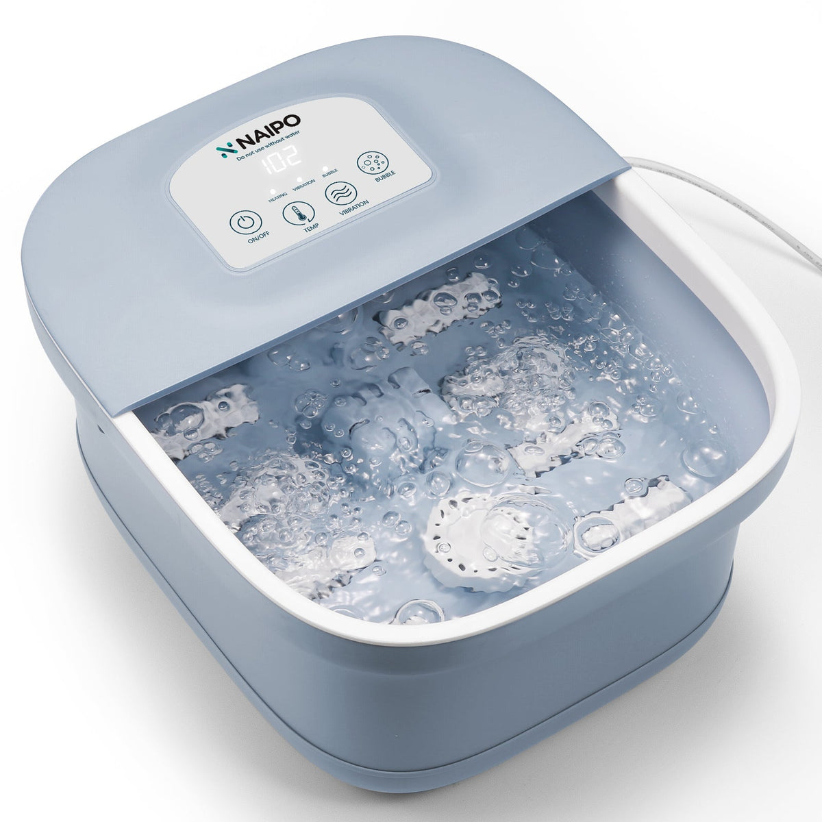 Foot Spa Bath Massager with Heat Bubbles Vibration 3 in 1 Function, 8