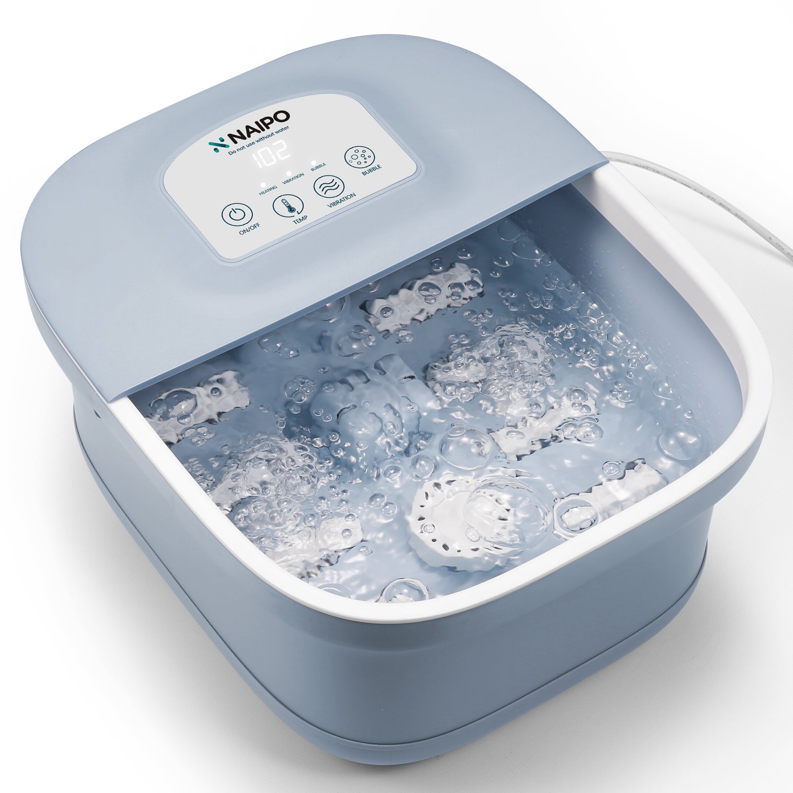 Foot Spa Bath Massager with Heat Bubbles Vibration 3 in 1 Function, 8 Masssage Rollers Soaker Digital Temperature Control Pedicure Tub Bath for Feet Home Use--FB20 - NAIPO