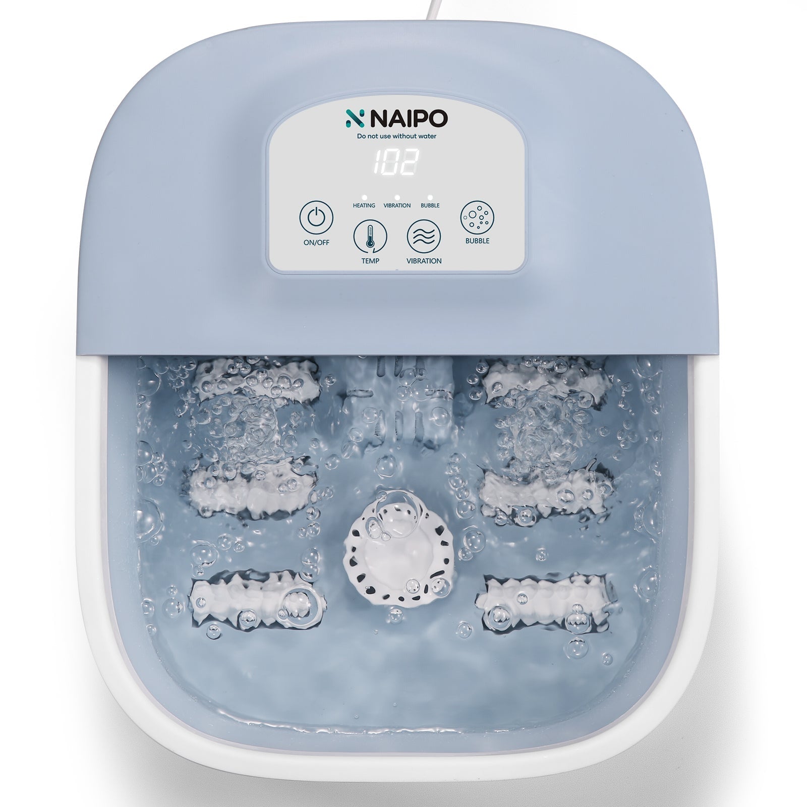 Foot Spa Bath Massager with Heat Bubbles Vibration 3 in 1 Function, 8 Masssage Rollers Soaker Digital Temperature Control Pedicure Tub Bath for Feet Home Use--FB20 - NAIPO