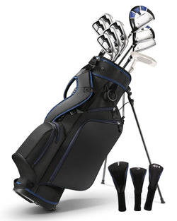 Golf Clubs Set Complete Golf 9 Club Set for Men Right Handed, True Temper Steel Shafts, Putter, Deluxe Stand Bag & 3 Bonus Head Covers - NAIPO