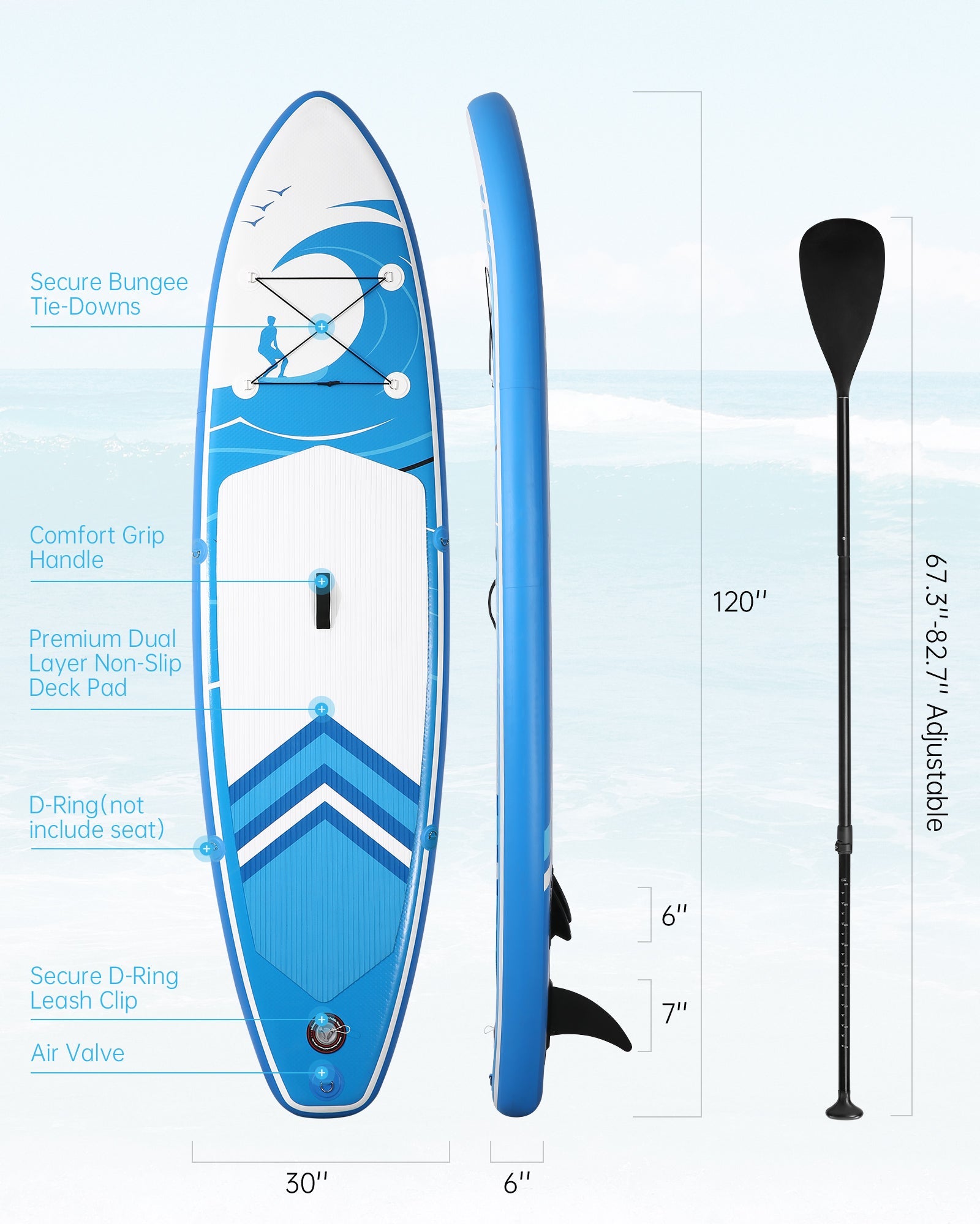 Inflatable Paddle Board Stand Up Paddle Board SUP 6 inches Thick Board With SUP Accessories & Carry Bag & Fast Pumping for Adults & Youth for Paddling Surfing Fishing Yoga - NAIPO