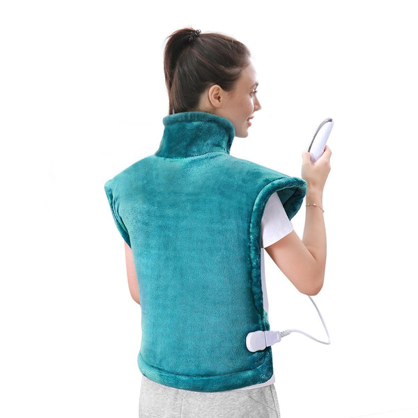 Large 24" x 33" Size Heating Pad for Shoulder and Neck , with 5 Heat Settings and 2 Hour Auto shut off, Lake Green--Wholesale--US - NAIPO
