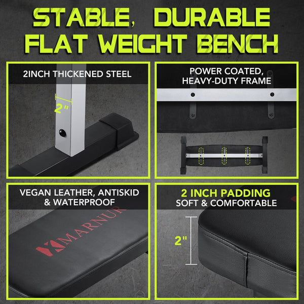 Flat Weight Bench 600 LBS Capacity - 42 x 18.5 x 19” Fitness Father's Day Utility Dumbbell Bench for Weight Training Exercise Home Gym