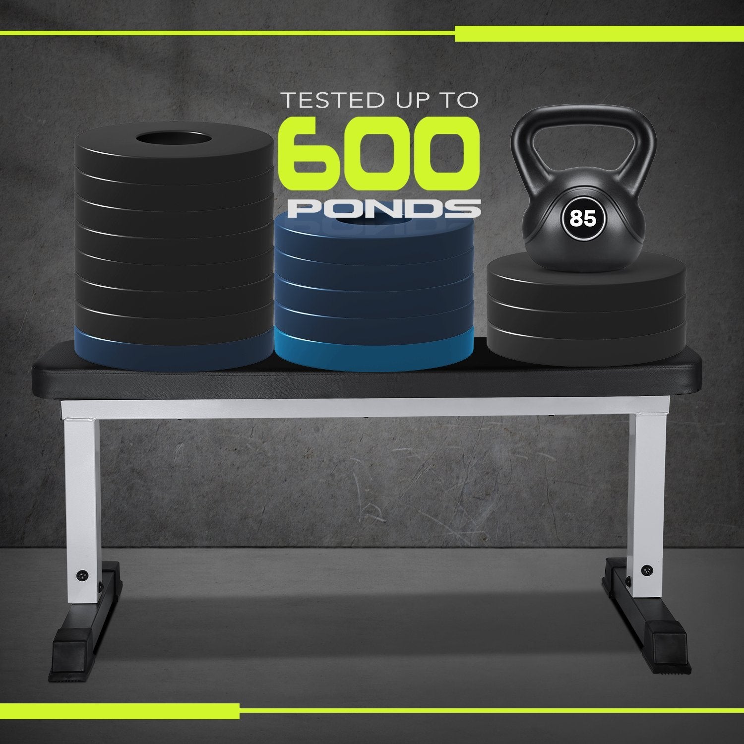MARNUR Flat Weight Bench 600 LBS Capacity - 42 x 18.5 x 19” Fitness Father's Day Utility Dumbbell Bench for Weight Training Exercise Home Gym - NAIPO