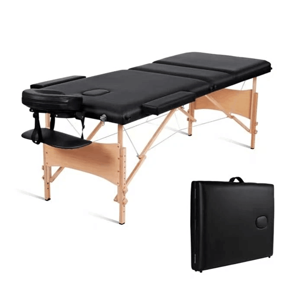 Massage Table Massage Bed Lash Bed Professional 84" Portable Facial Bed SPA Bed Treatment Table 3 Fold Height Adjustable with Carrying Bag(Black) - NAIPO