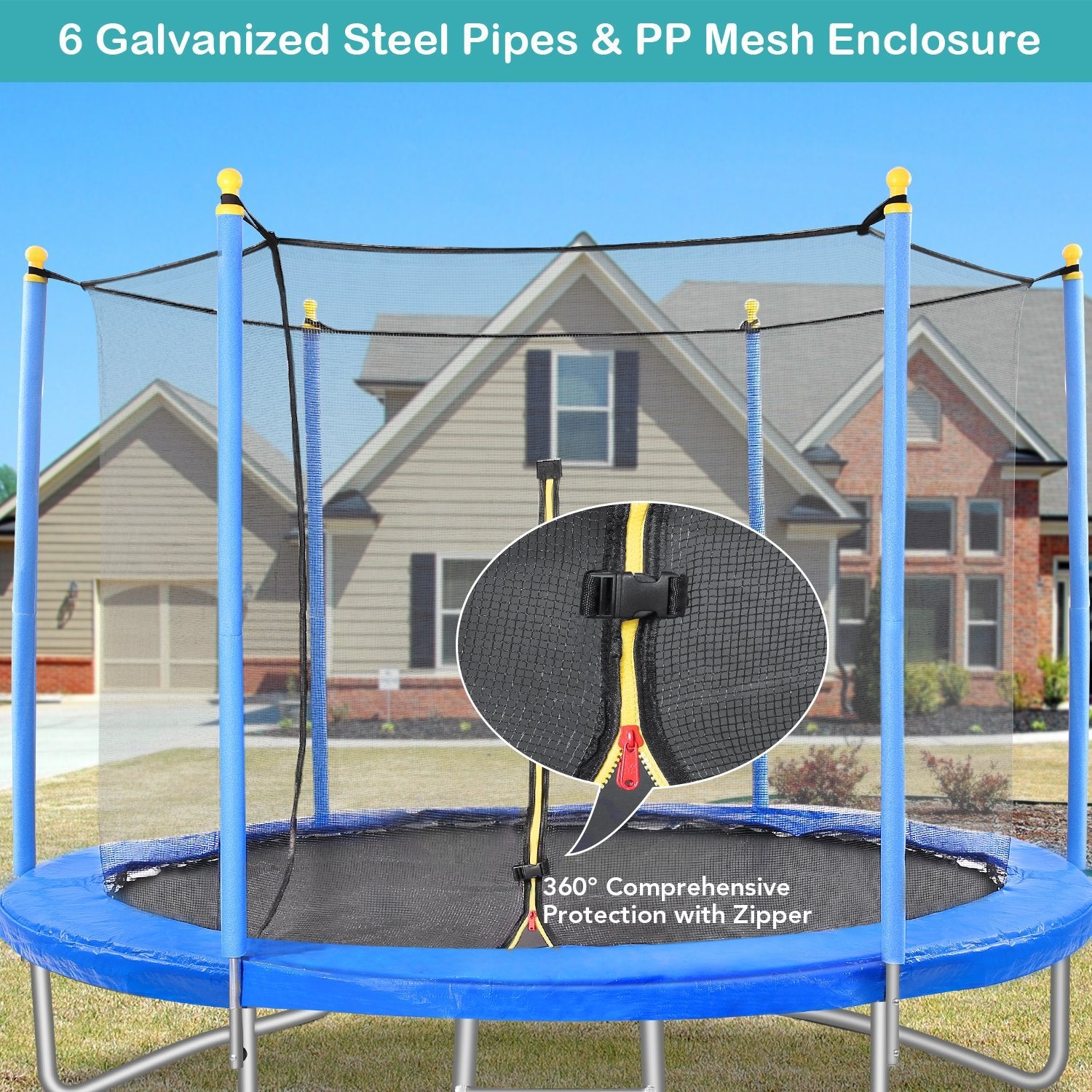 MaxKare 10 FT Trampoline with Safety Enclosure and Ladder - Recreation Trampoline for Kids or Adults Combo Bounce in Outdoor & Backyards. - NAIPO