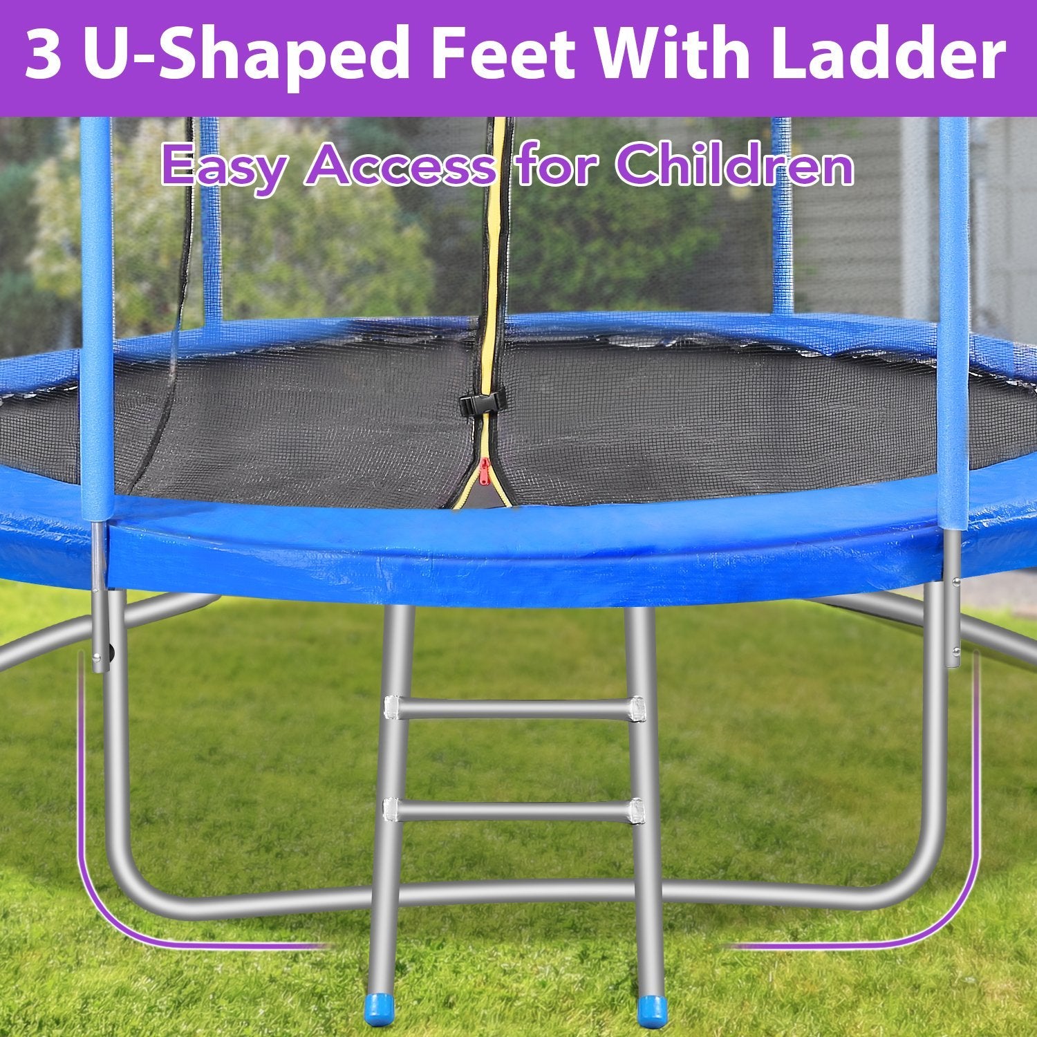 MaxKare 10 FT Trampoline with Safety Enclosure and Ladder - Recreation Trampoline for Kids or Adults Combo Bounce in Outdoor & Backyards. - NAIPO