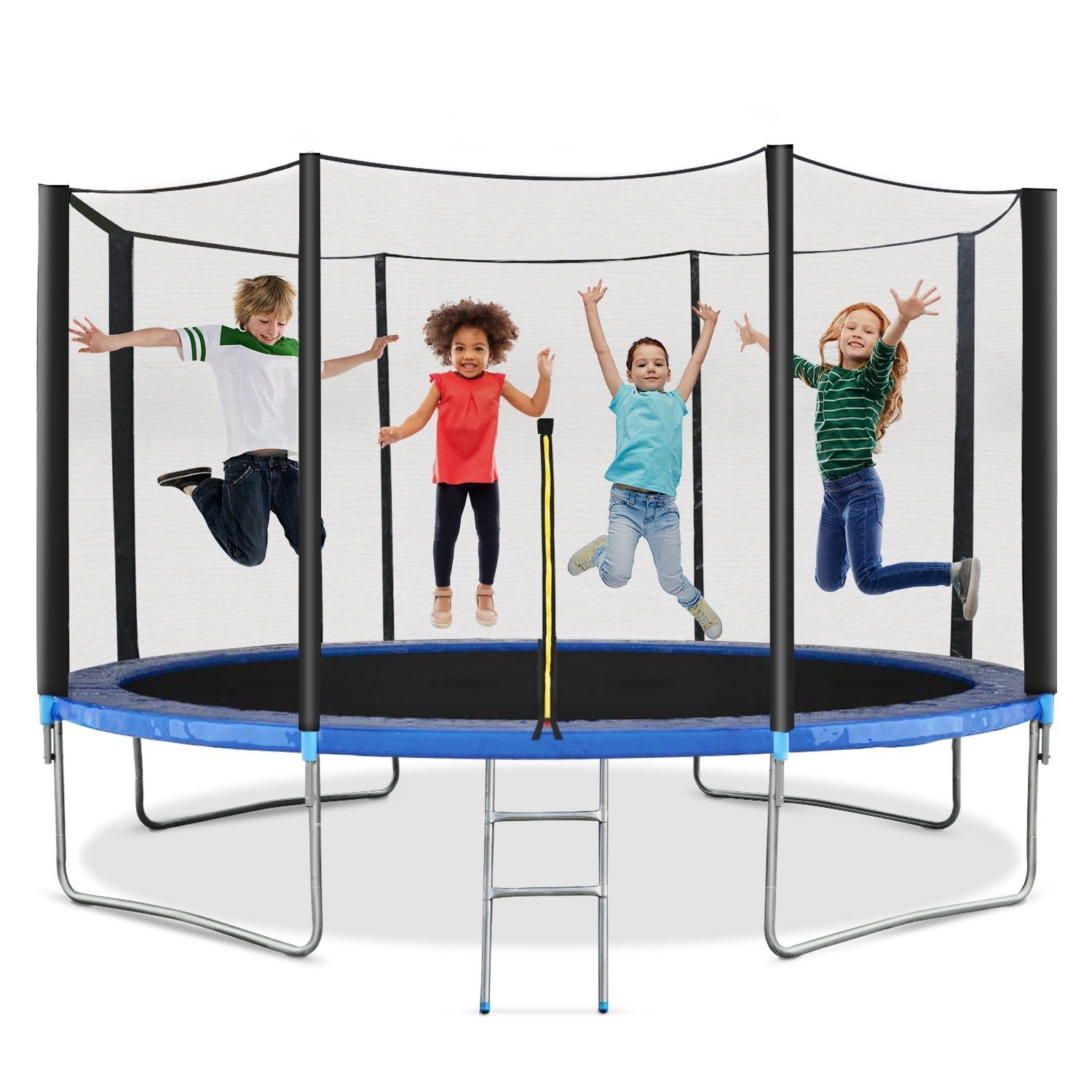 Maxkare 14 FT Trampoline for Kids Adults--Cutting-Edge Polypropylene Jumping Mat with Recreation Trampoline Ladder & Enclosure Safety Net Provide Bounce Outdoor or Backyards - NAIPO