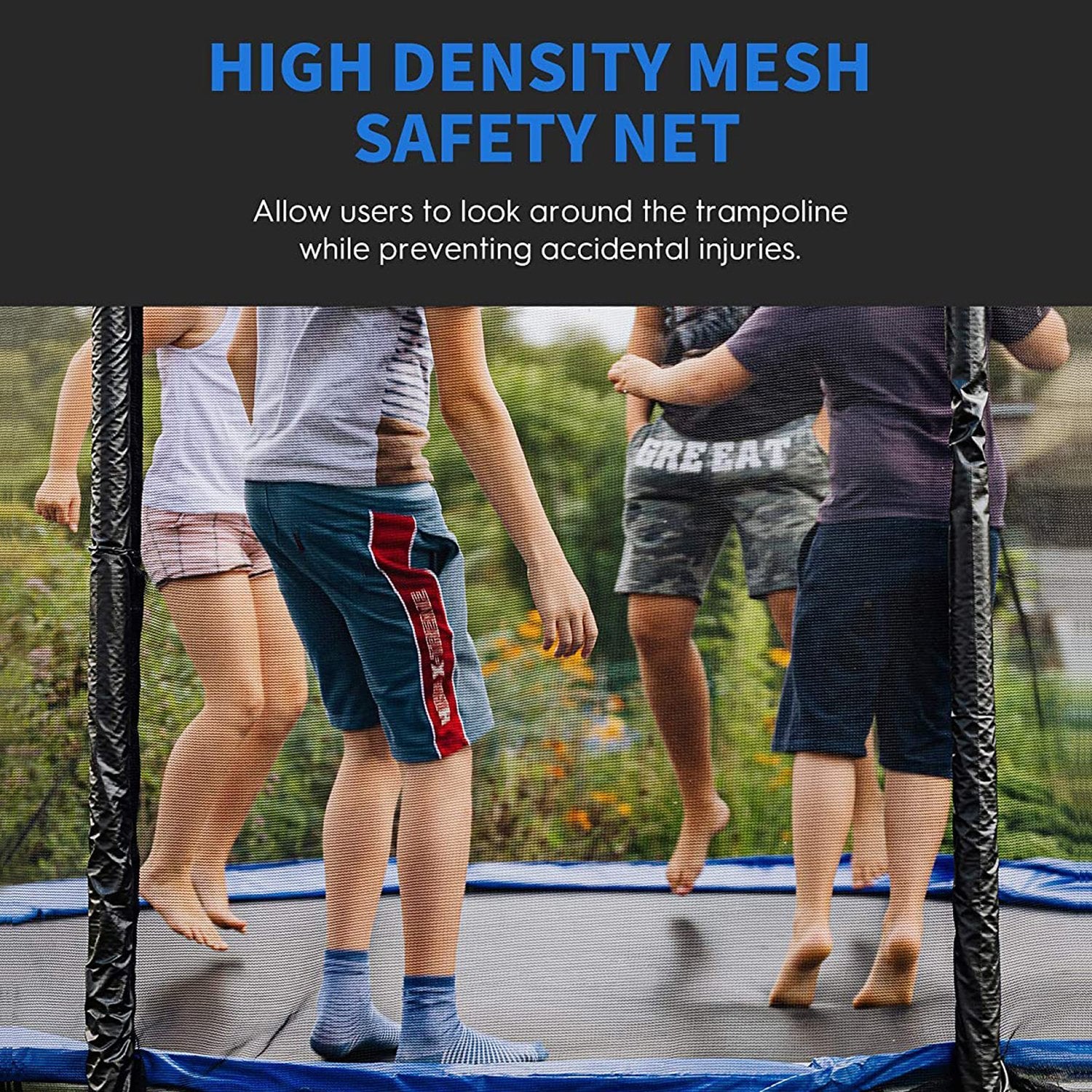 Maxkare 14 FT Trampoline for Kids Adults--Cutting-Edge Polypropylene Jumping Mat with Recreation Trampoline Ladder & Enclosure Safety Net Provide Bounce Outdoor or Backyards - NAIPO