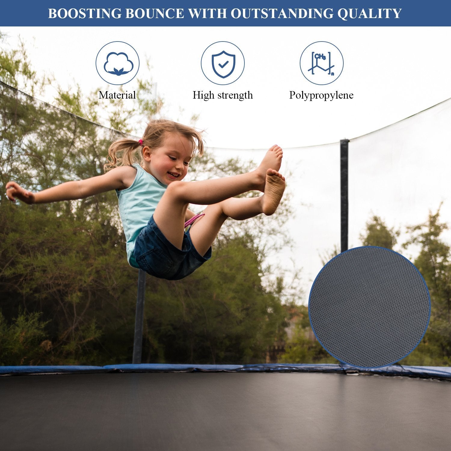 Maxkare 14 FT Trampoline for Kids Adults--Cutting-Edge Polypropylene Jumping Mat with Recreation Trampoline Ladder & Enclosure Safety Net Provide Bounce Outdoor or Backyards - NAIPO