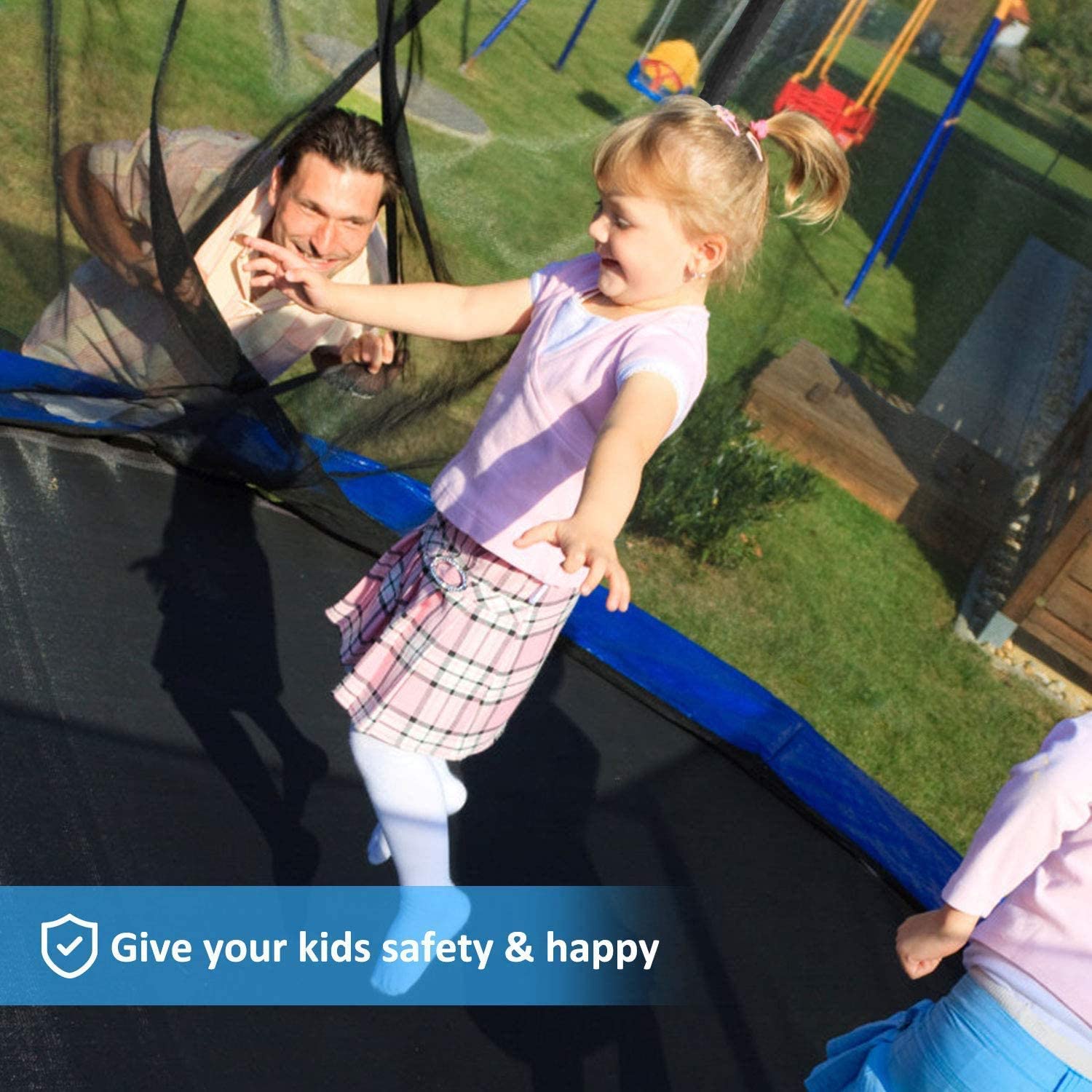 MaxKare 8 FT Trampoline with Enclosure Safety Net & Spring Cover Rebounder for Kids Jumping Exercise Fitness, Indoor Outdoor Use, 300-500 LBS Weight Capacity - NAIPO