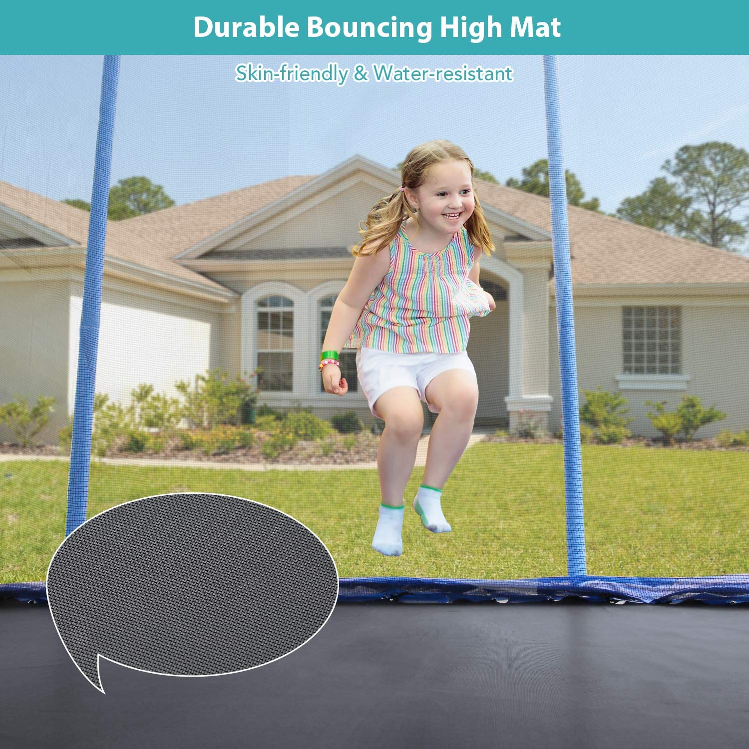MaxKare 8 FT Trampoline with Enclosure Safety Net & Spring Cover Rebounder for Kids Jumping Exercise Fitness, Indoor Outdoor Use, 300-500 LBS Weight Capacity - NAIPO