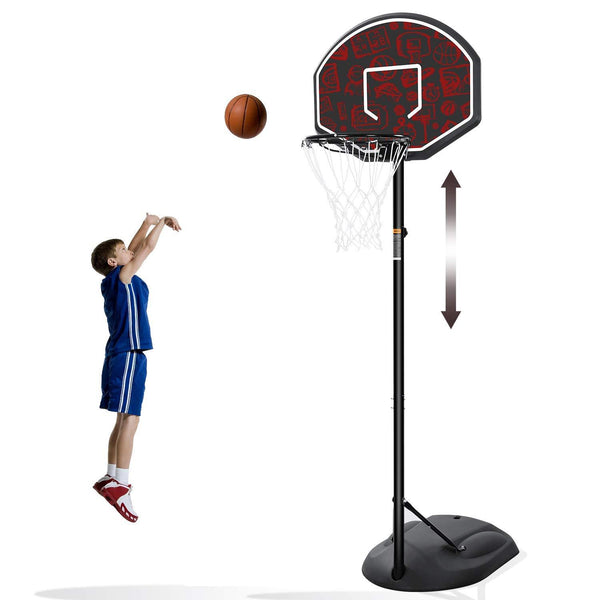 Basketball Hoop & Goal Portable Basketball System Stand Height Adjustable 5.5ft -7.5ft with 32 in Backboard & Wheels for Youth Kids Outdoor Indoor Basketball Goal Game Play