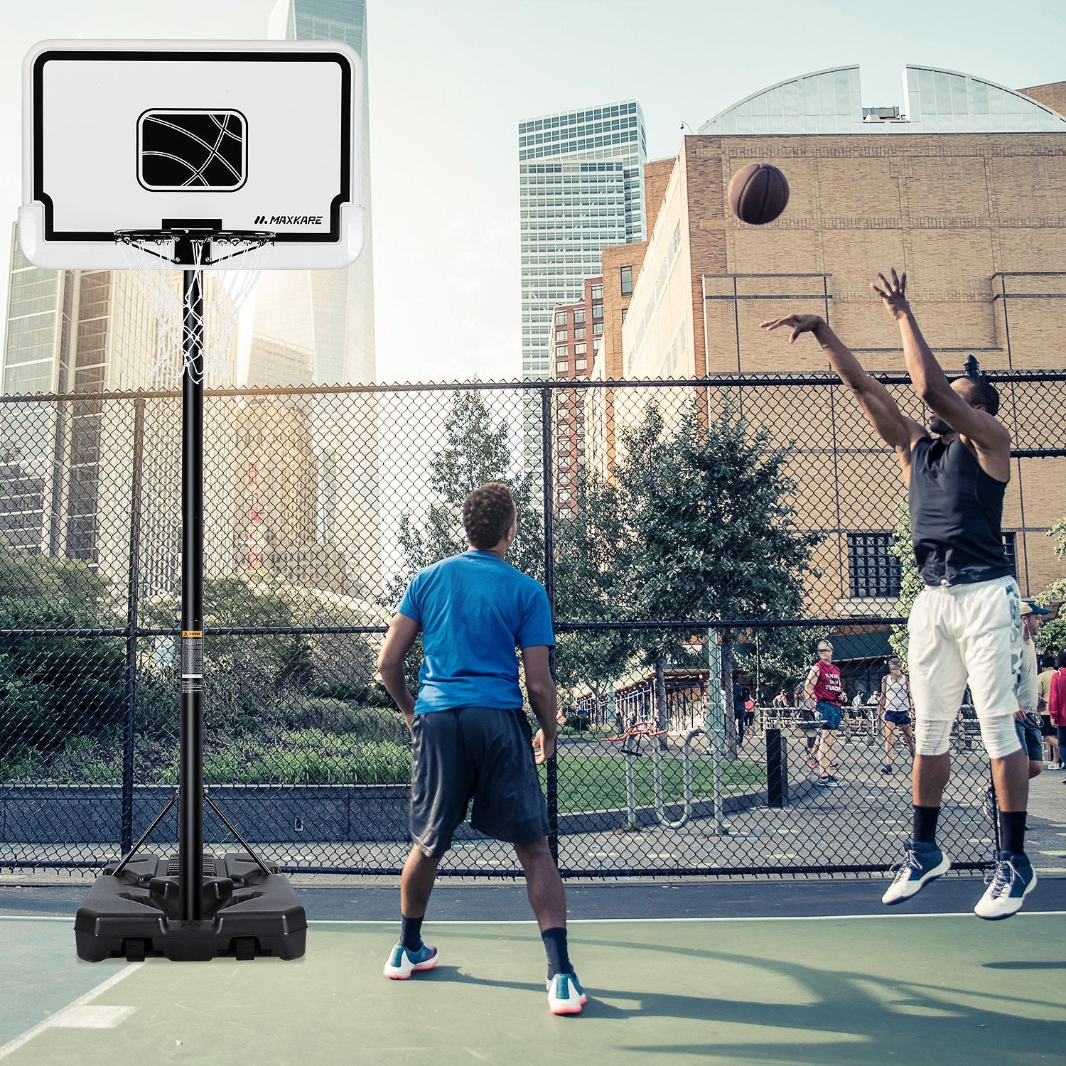 Basketball Hoop Outdoor Portable Basketball Goals Adjustable Height 7ft 6in-10ft for Adults Teenagers, 44 Inch Premium Backboard + 2 Wheels + Strong Base