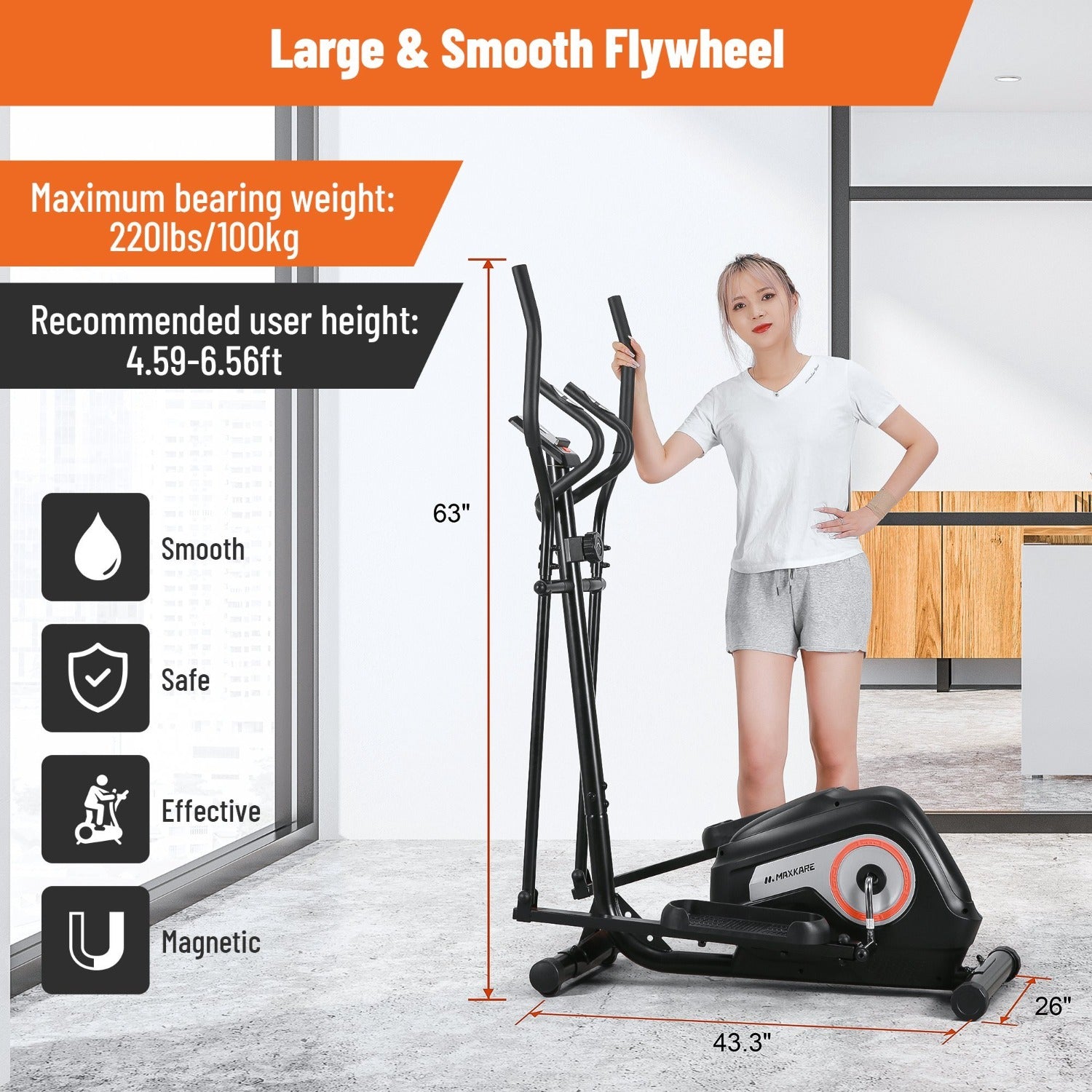Elliptical Exercise Machine Adjustable Magnetic Elliptical Cross Trainer for Home Gym Indoor Fitness Workout Use