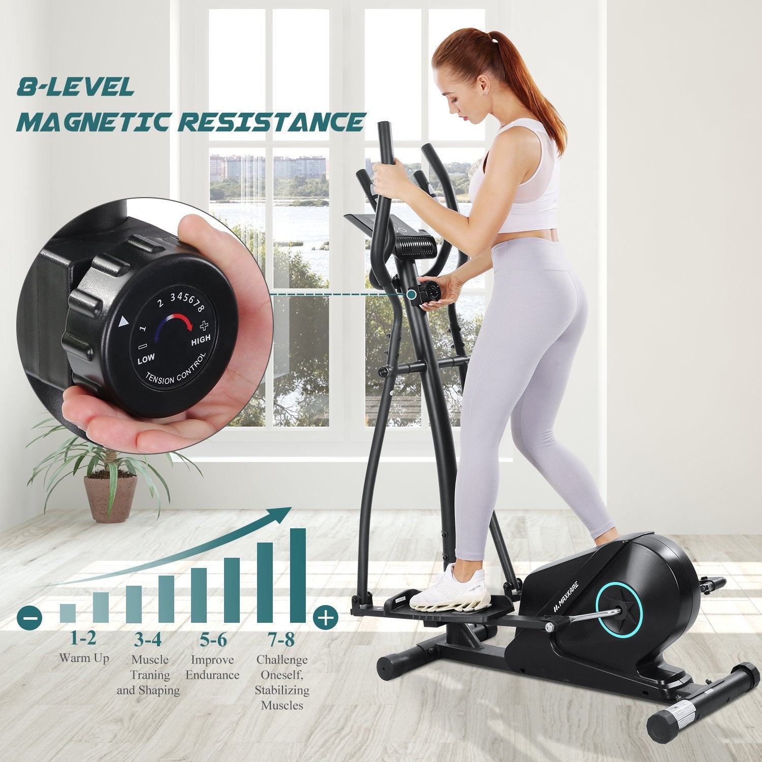 MaxKare Elliptical Machine Home LCD Exercise Elliptical Trainers NAIPO