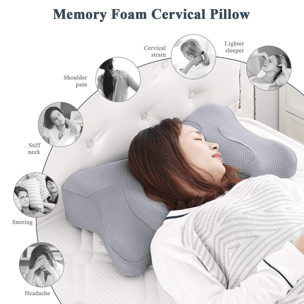 Memory Foam Pillow Cervical Pillow-Orthopedic Pillow Ergonomic Design for Neck Shoulder Pain Relief Suitable for All Sleepers Beck Side Stomach Sleepers--Wholesale--US - NAIPO