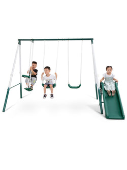 Metal Swing Set for Backyard with Slides Medium and Large Playground Swing Set Suitable for Kids Toddlers Porch Backyard 2 in 1 Game Set Outdoor and Indoor - NAIPO