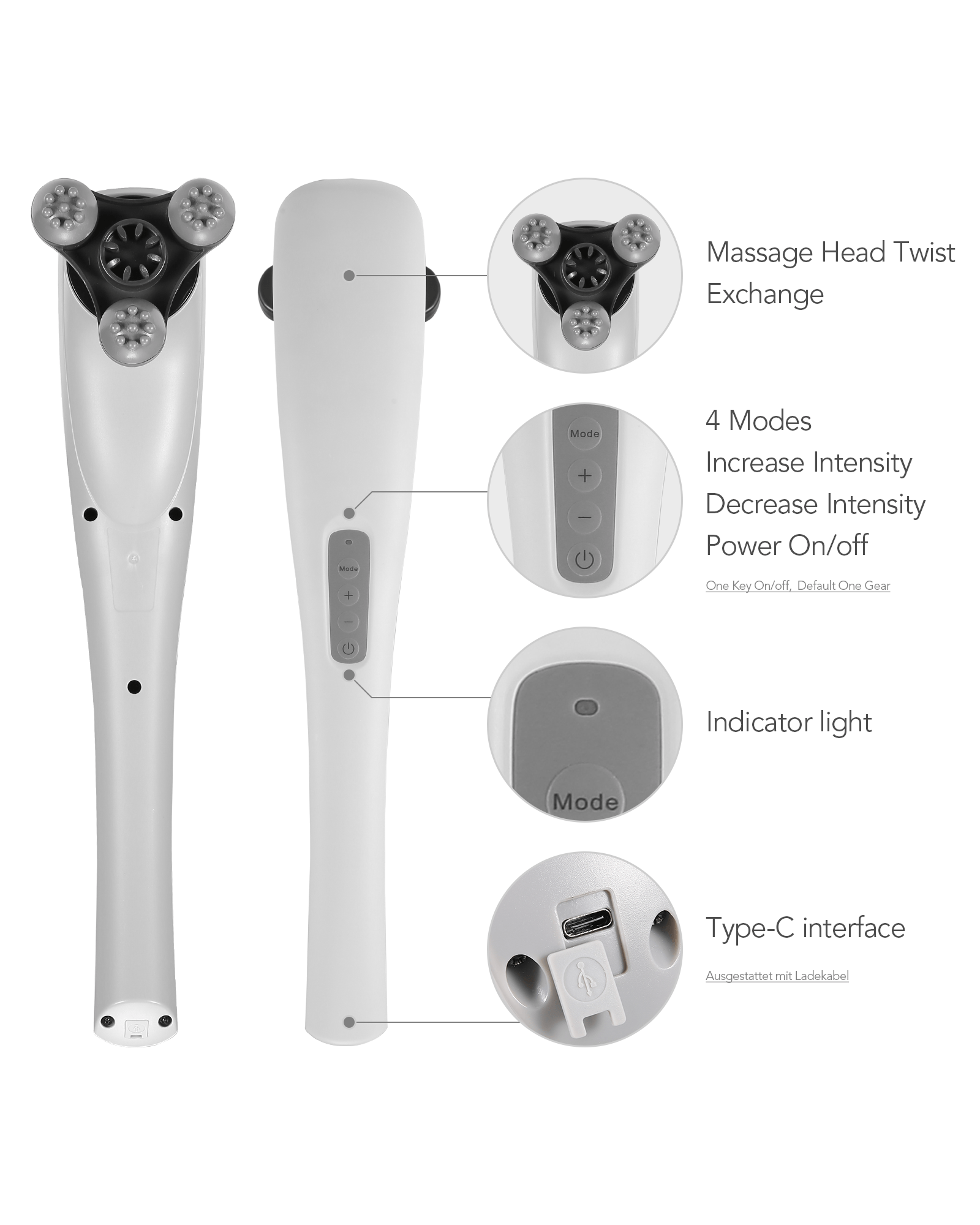 Naipo Cordless Percussion Massager with Multi-Speed Vibration--Homespa - NAIPO