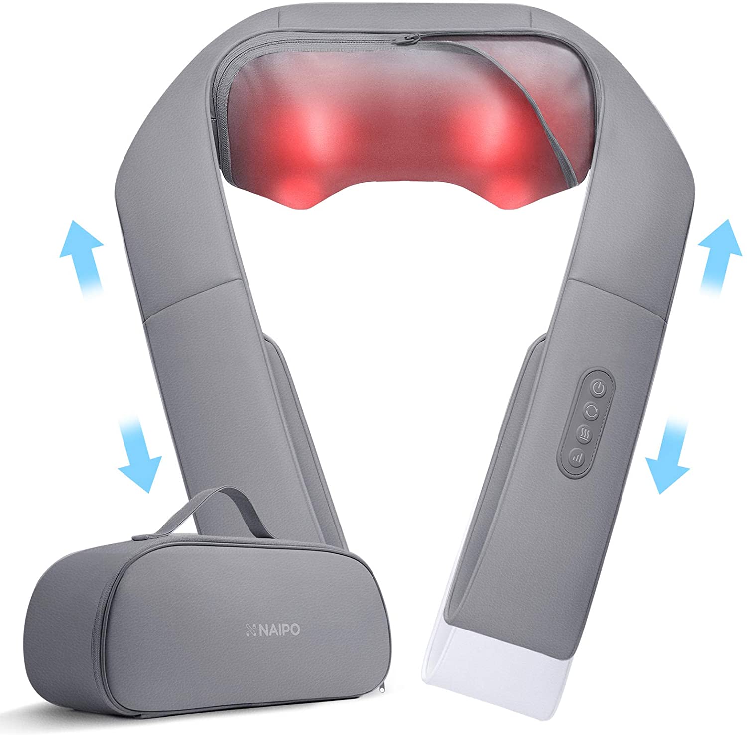 Naipo Neck Back Massager with Adjustable Heat and Straps for Neck and Naipo Neck Back Massager with Adjustable Heat and Straps for Neck and