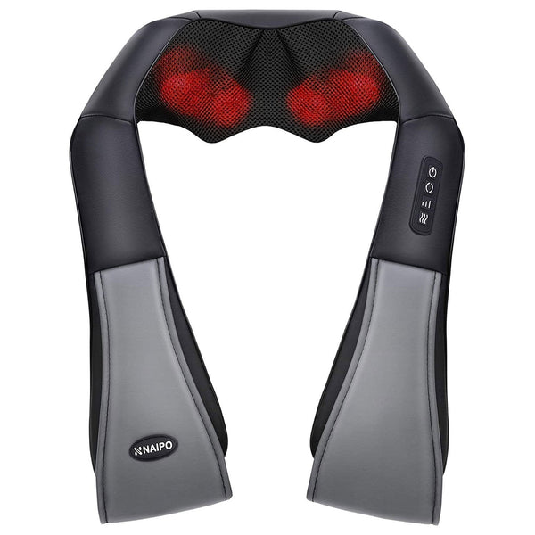 Naipo Shiatsu Back and Neck Massager with Heat 3D Deep Kneading Massage for Back, Shoulders, Foot, and Legs (Gray)--Wholesale--US--MGS-801