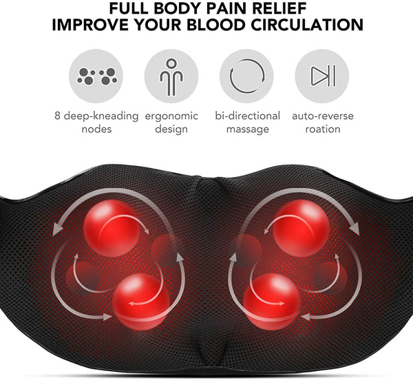 Naipo Shiatsu Back and Neck Massager with Heat 3D Deep Kneading Massage for Back, Shoulders, Foot, and Legs (Gray)--Wholesale--US - NAIPO