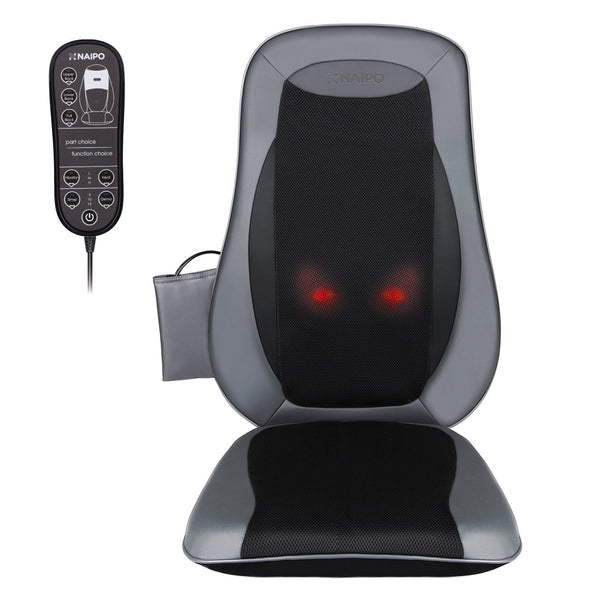 Naipo Shiatsu Back Massager with Heat, Deep Kneading, Rolling and Vibration--MGBK-2606H