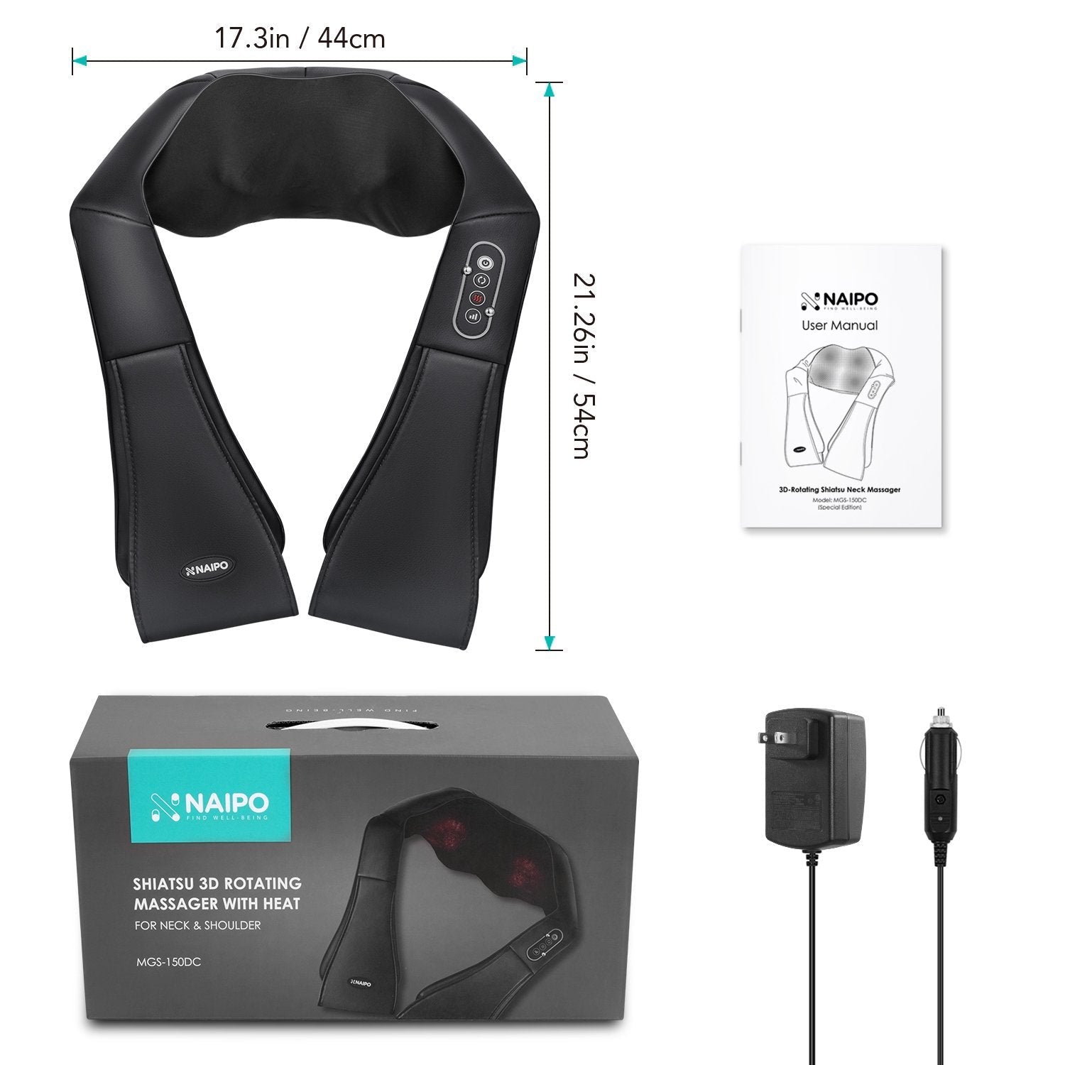 Naipo Shoulder & Neck Massager with Shiatsu Kneading Massage and Heat--Wholesale--US - NAIPO