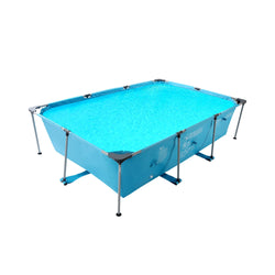 Rectangular Frame Swimming Pool 10FT Metal Frame Outdoor Backyard Above Ground Swimming Pool Family Kids Splash Frame Swimming Pool Set - NAIPO