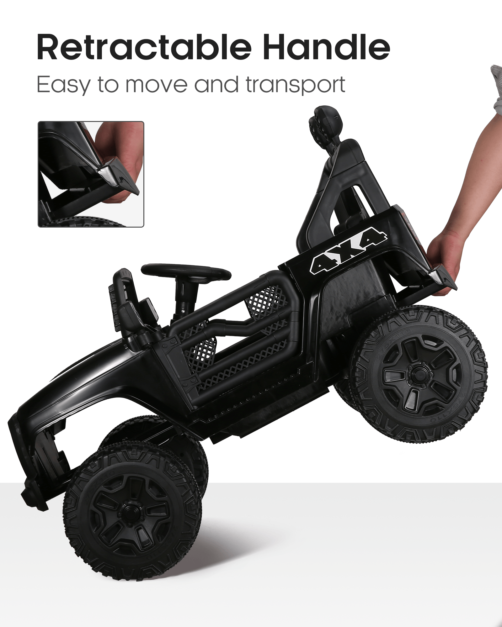 Naipo Promotion 12V Kids Power Ride on Truck Car with Parent Remote Control, Bluetooth Music, Spring Suspension, LED Lights - Balck