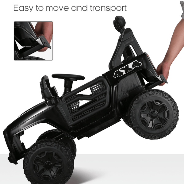 Naipo Promotion 12V Kids Power Ride on Truck Car with Parent Remote Control, Bluetooth Music, Spring Suspension, LED Lights - Balck