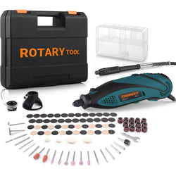 Rotary Tool Kit with Keyless Chuck Flex Shaft, 6 Variable Speed 10000-32000 RPM 3 Attachments Carrying Case for Cutting, Engraving, Drilling - NAIPO
